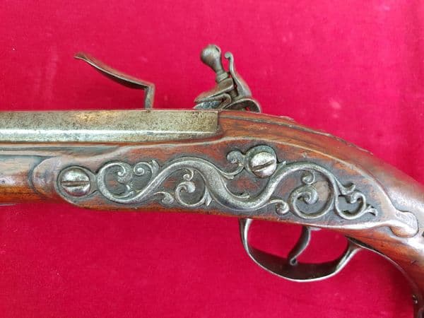 An exceptionally rare and early English iron Barrel Flintlock pistol by I LAMBERT C. 1690. Ref 2428.